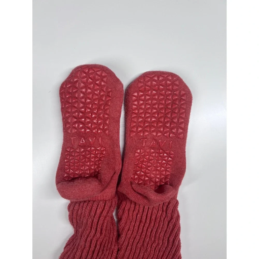 Tavi Stacy Slouch Grip Socks Pilates Yoga‎ Barre Crew Socks Womens Rust